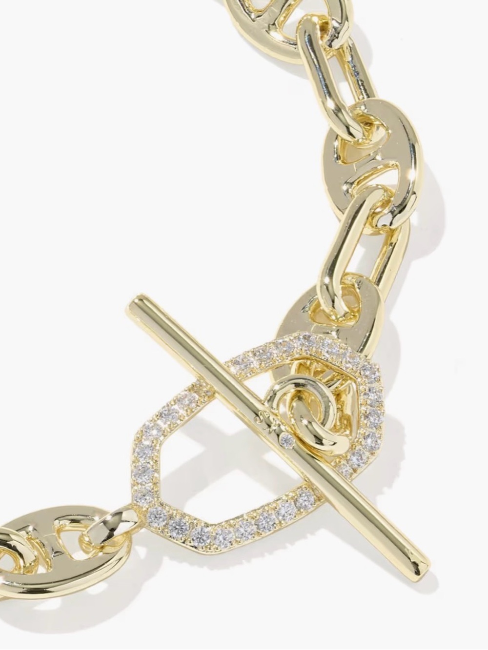 Kendra Scott Elaina Gold Chain Toggle Bracelet with Pave Heart Accent - Picture 2 of 6